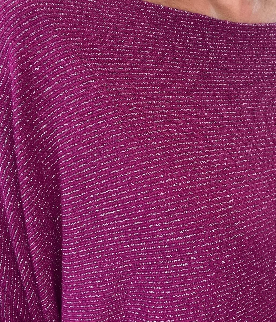 Magenta Metallic Batwing Jumper