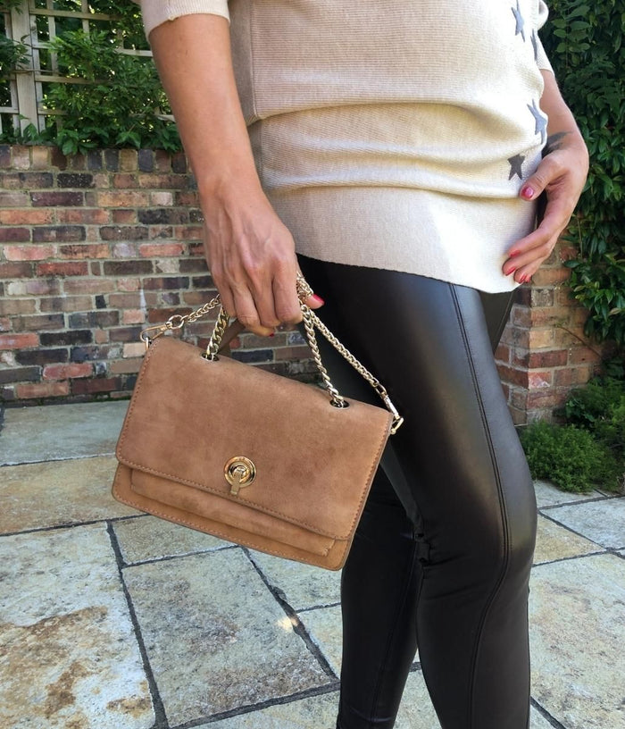 Tan suede cross body on sale bag