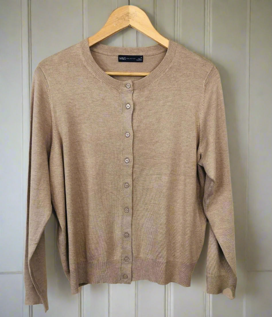 Neutral Classic Round Neck Cardigan