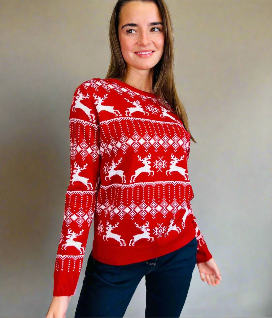 womens red festive Christmas jumper 