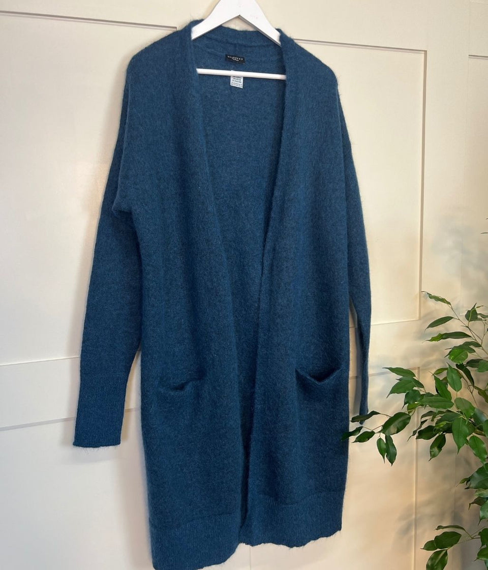 Petrol Alpaca Blend Open Cardigan