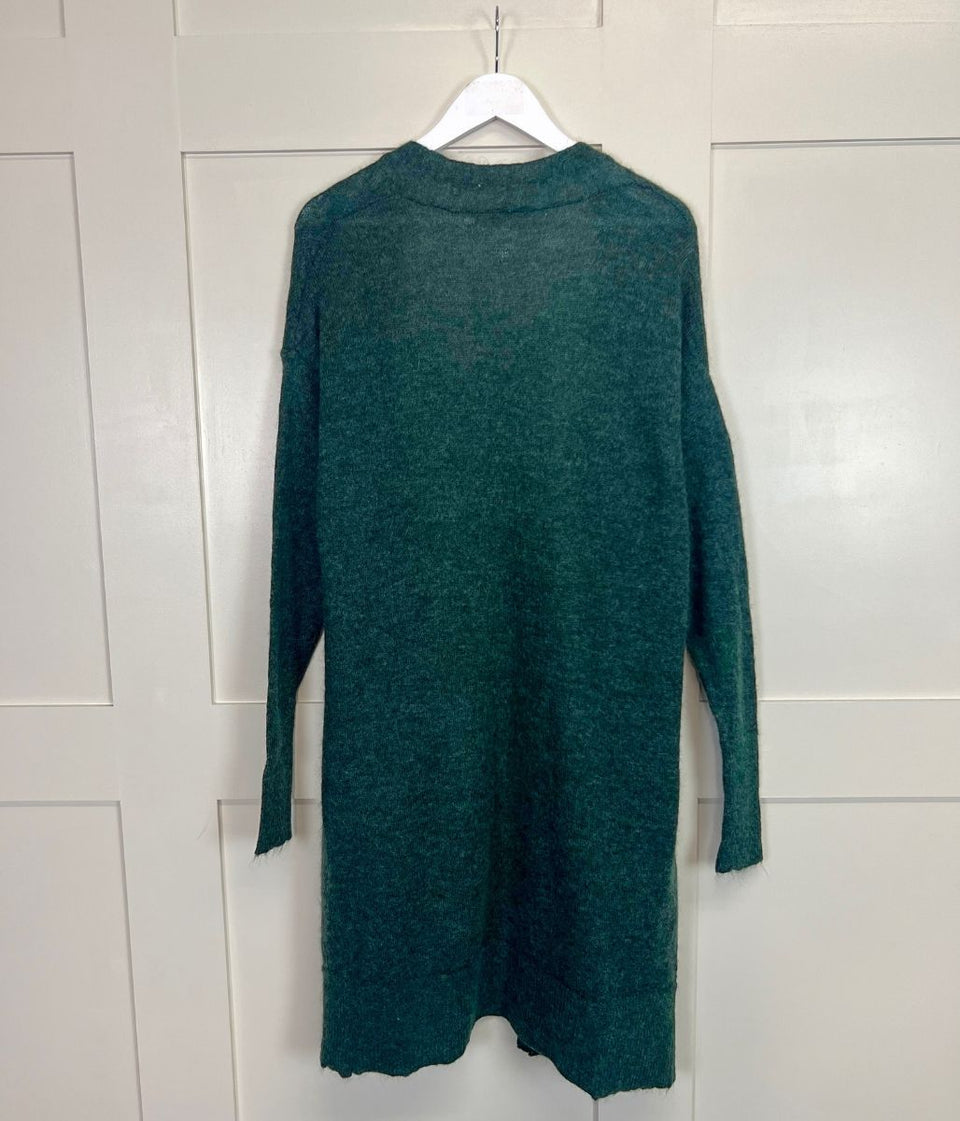 Green Alpaca Blend Open Cardigan