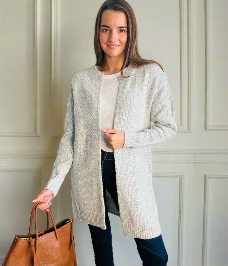 Ivory basketweave cardigan selected femme