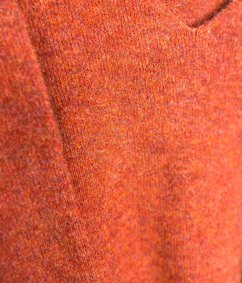 Orange V Neck Wool Blend Jumper