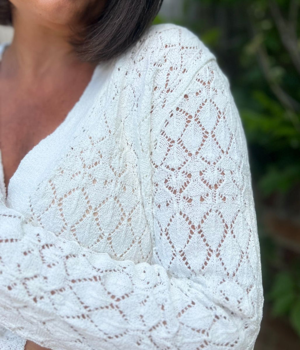 Ivory Diamond Stitch Cardigan