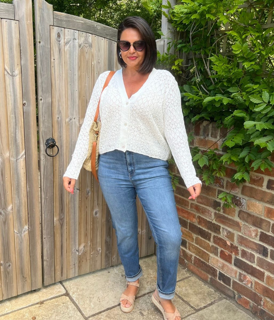 Ivory Diamond Stitch Cardigan