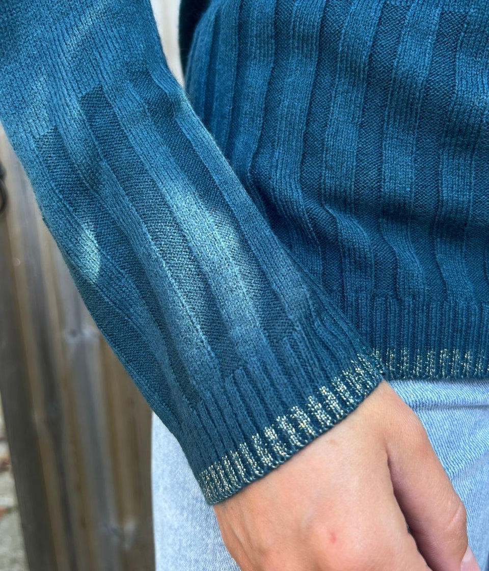 Teal Embroidered Gold Star Jumper