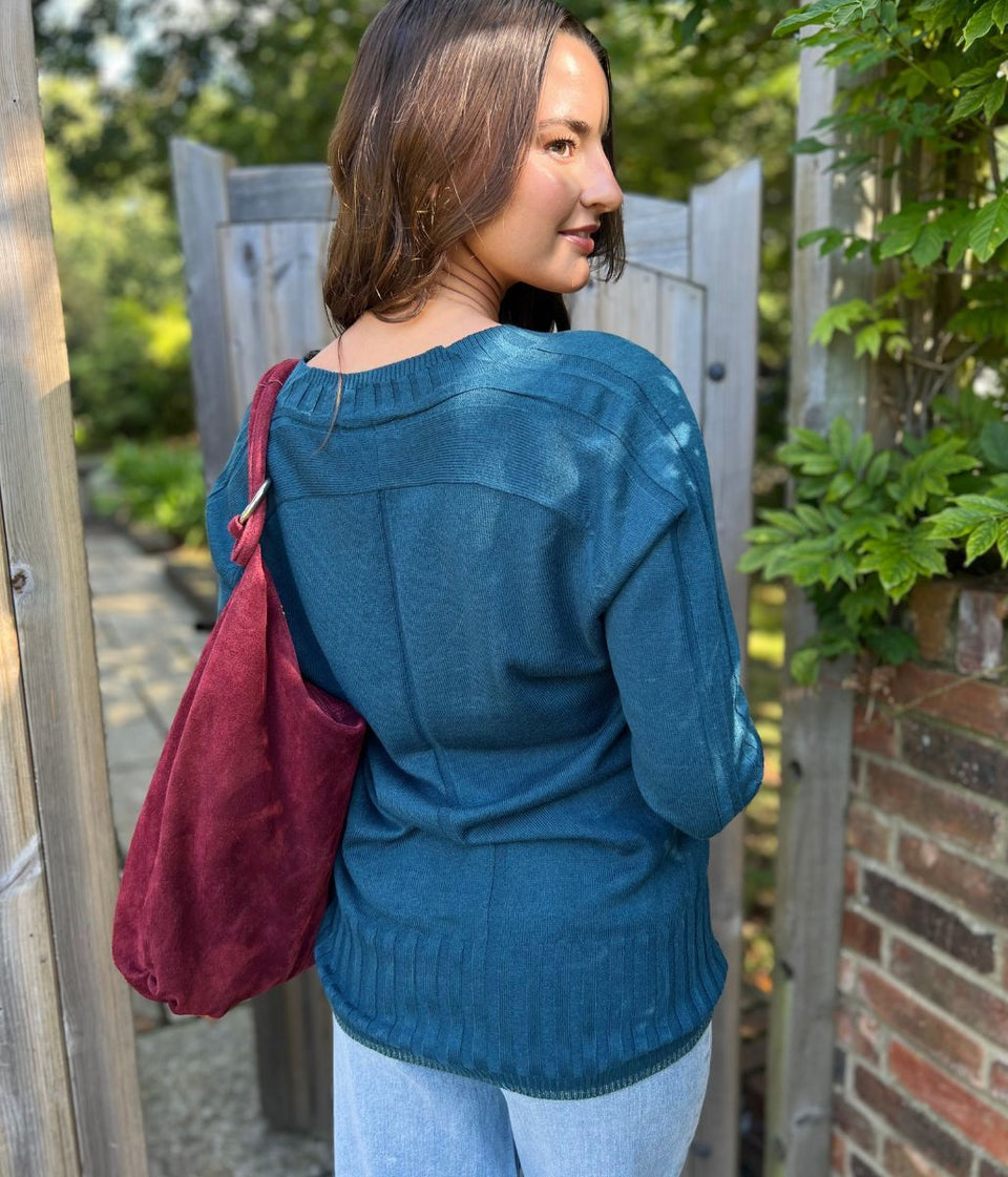 Teal Embroidered Gold Star Jumper
