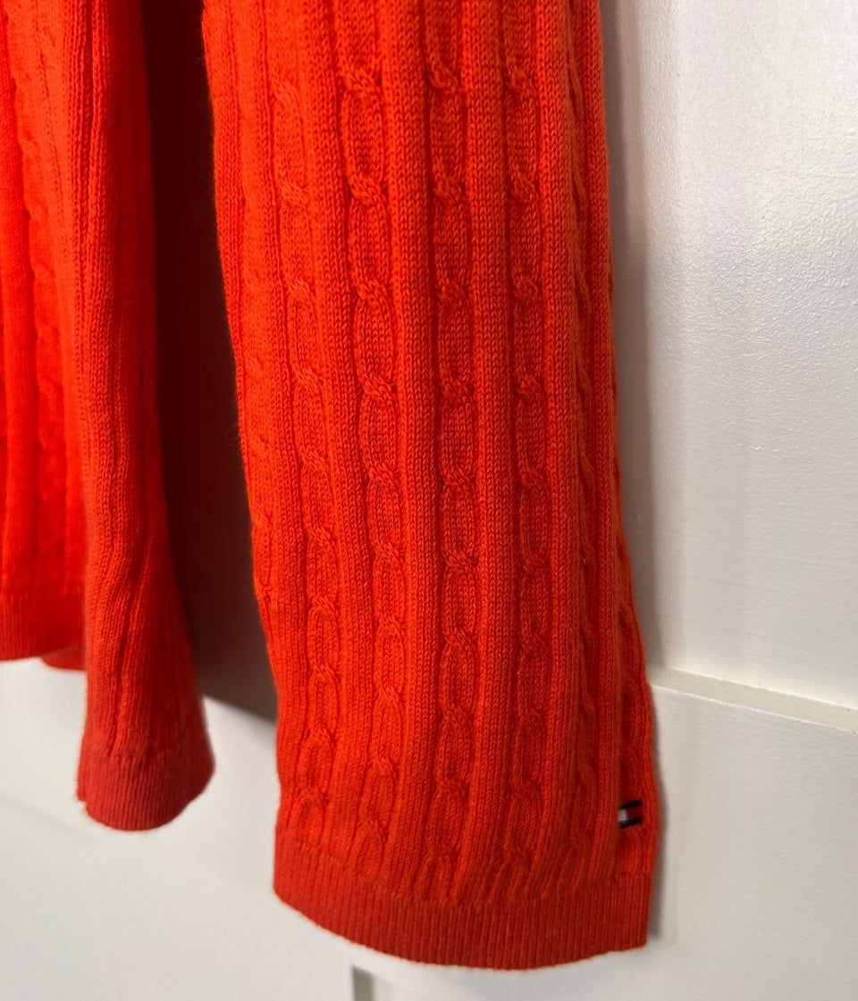 Orange V Neck Cable Twist Jumper