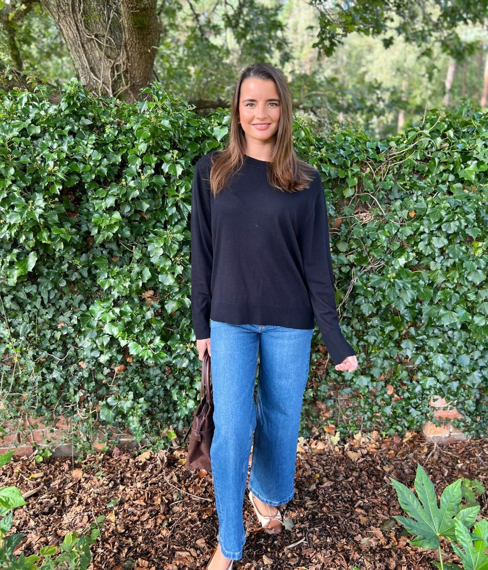 Black Fine Merino Wool Jumper