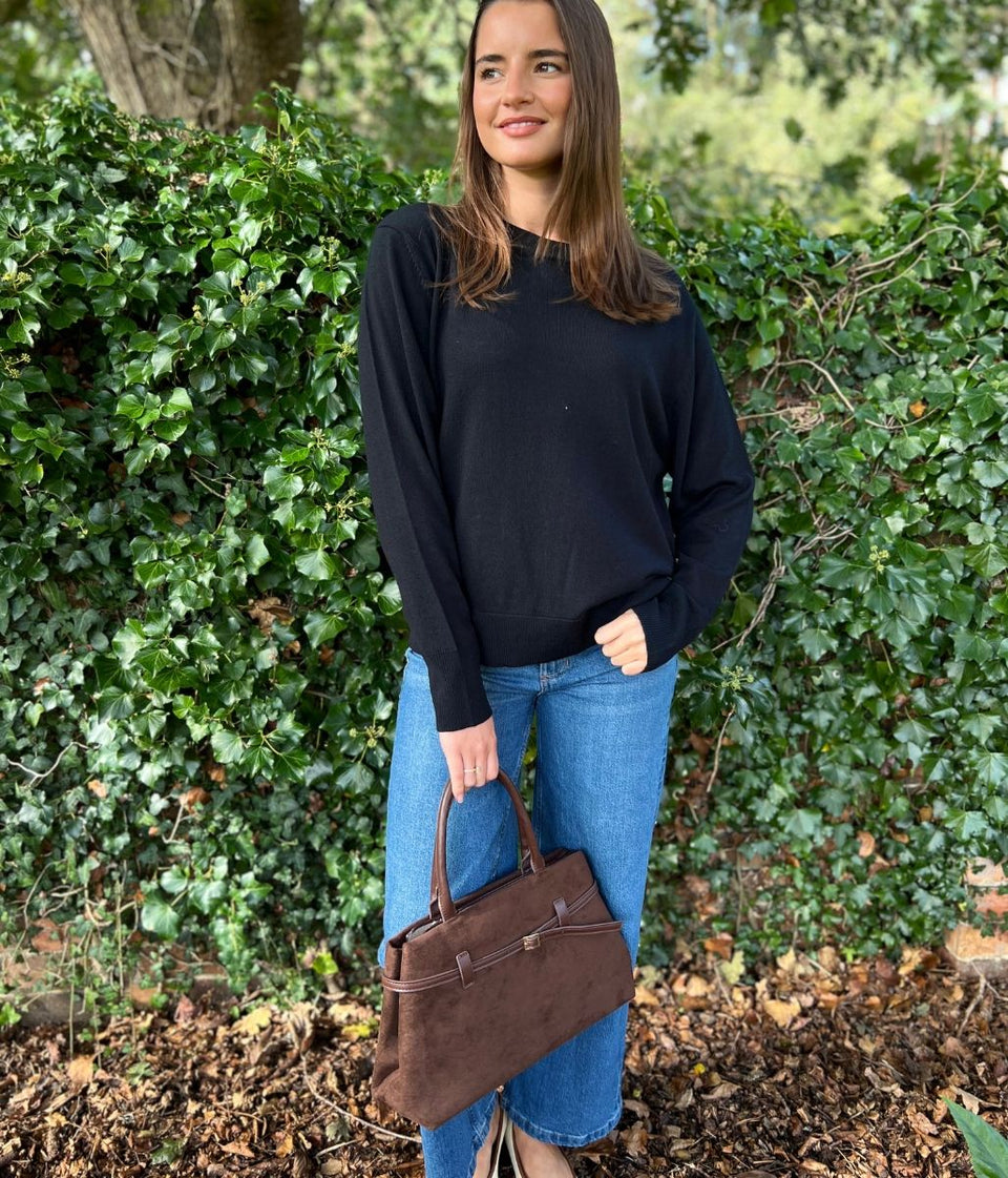 Black Fine Merino Wool Jumper