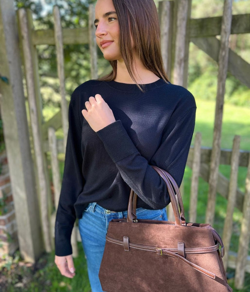 Black Fine Merino Wool Jumper