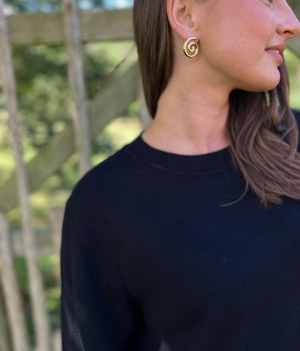 Black Fine Merino Wool Jumper