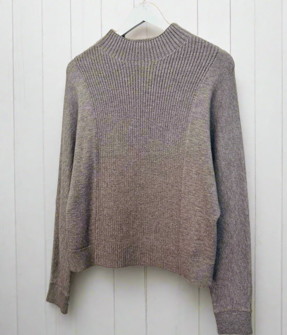 Grey Turtle Neck Ribbed Batwing Jumper