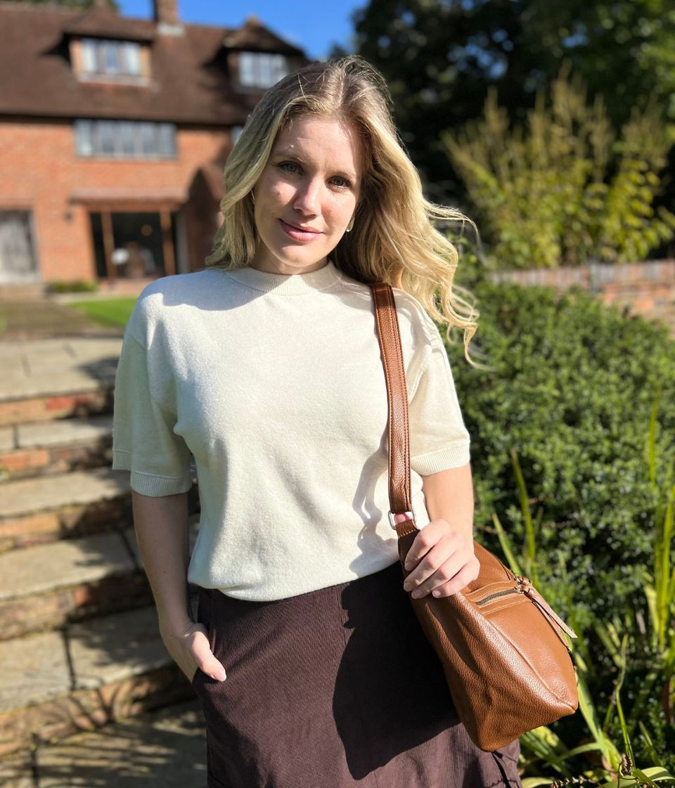 Natural Air Yarn Short Sleeve Crew Neck Jumper