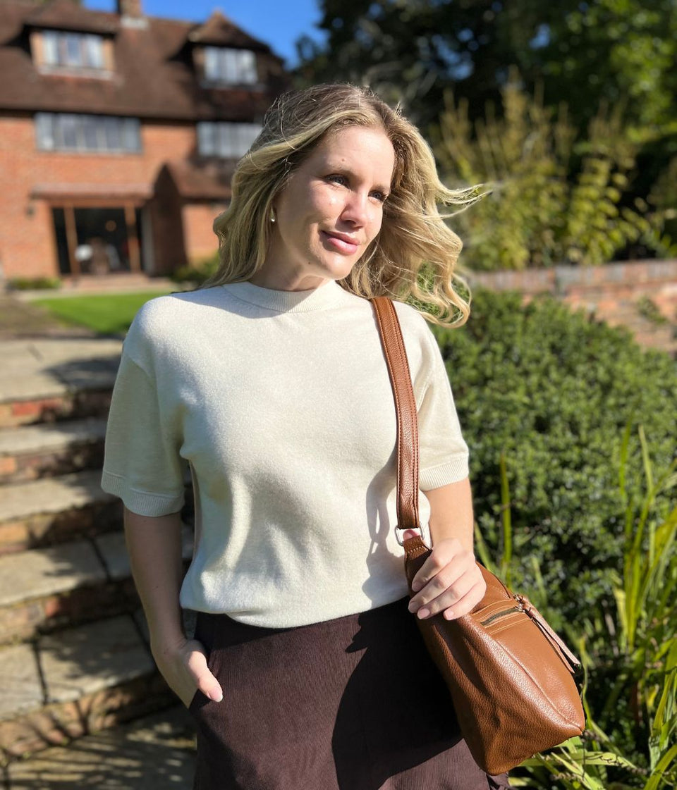 Natural Air Yarn Short Sleeve Crew Neck Jumper