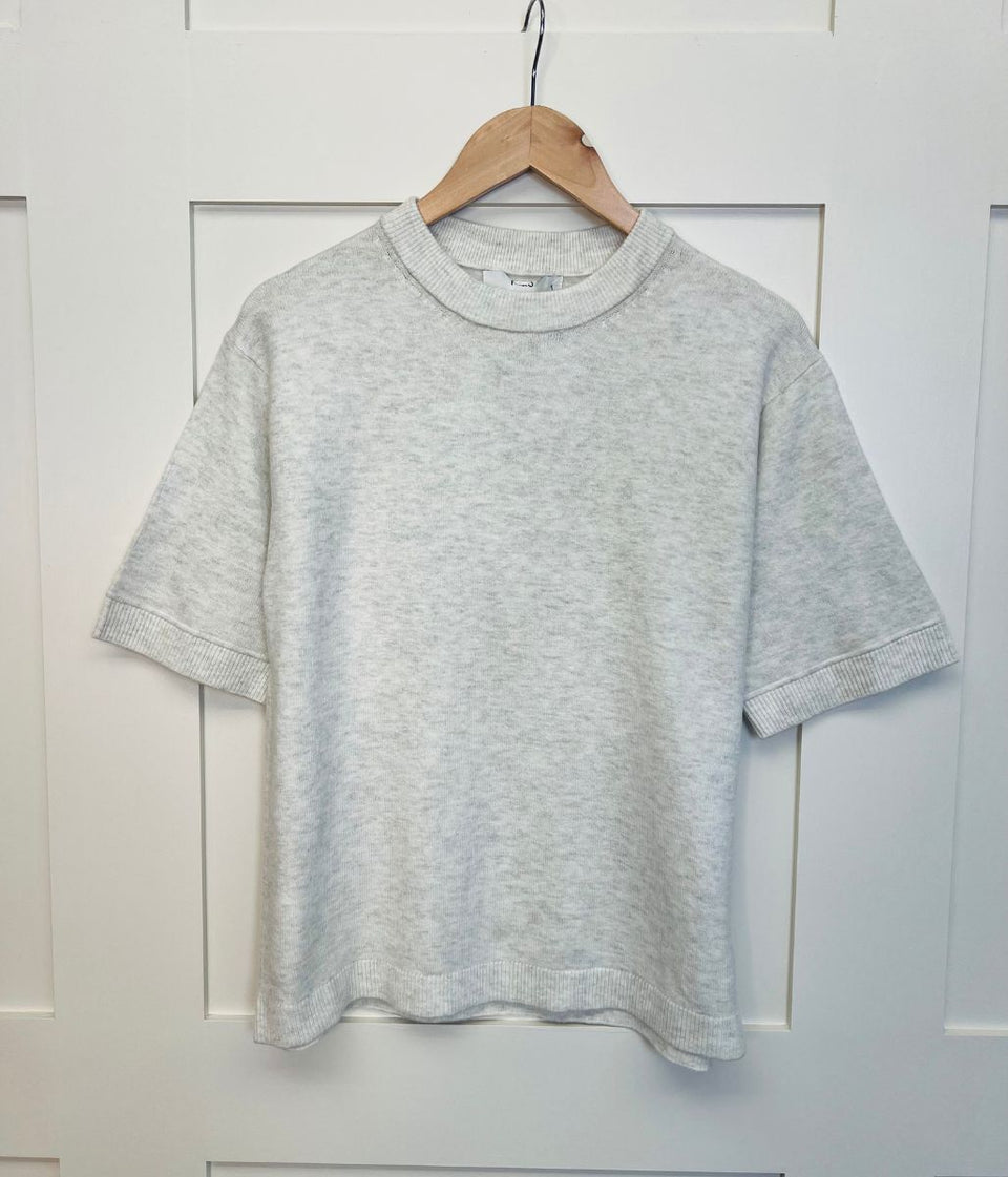 Light Grey Air Yarn Short Sleeve Crew Neck Jumper