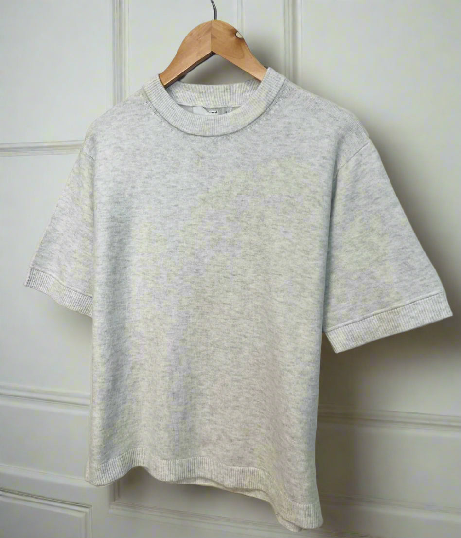 Light Grey Air Yarn Short Sleeve Crew Neck Jumper