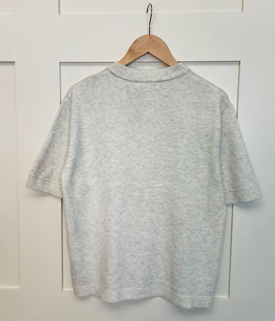 Light Grey Air Yarn Short Sleeve Crew Neck Jumper