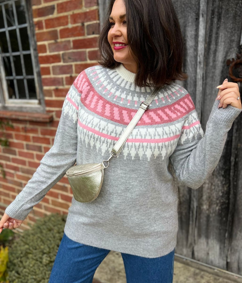 Pink & Grey Fairisle Jumper
