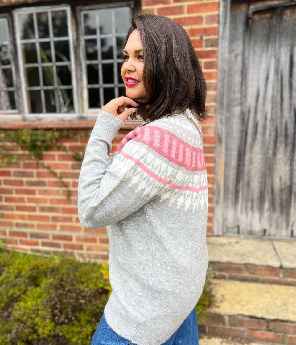 Pink & Grey Fairisle Jumper