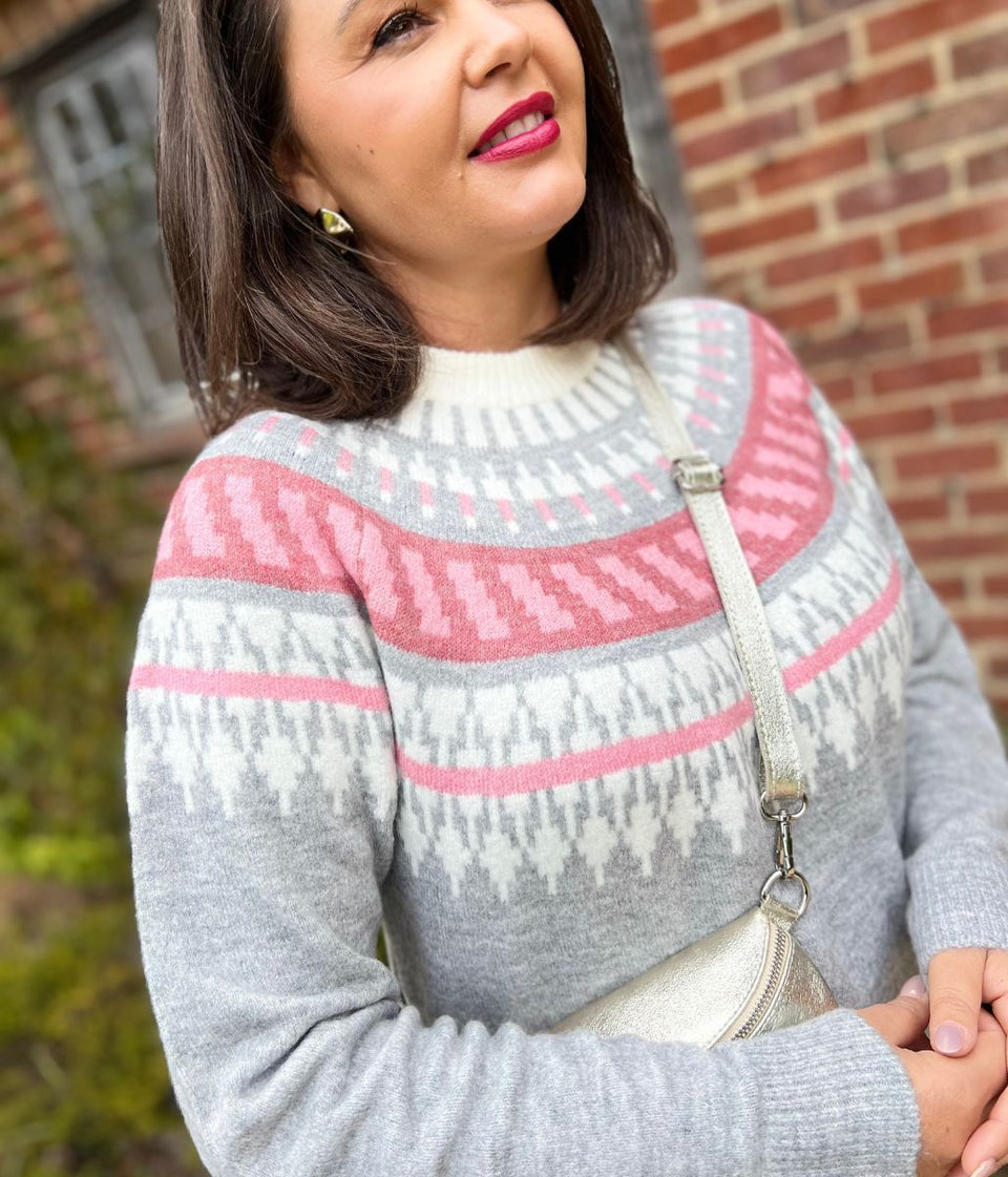 Pink & Grey Fairisle Jumper