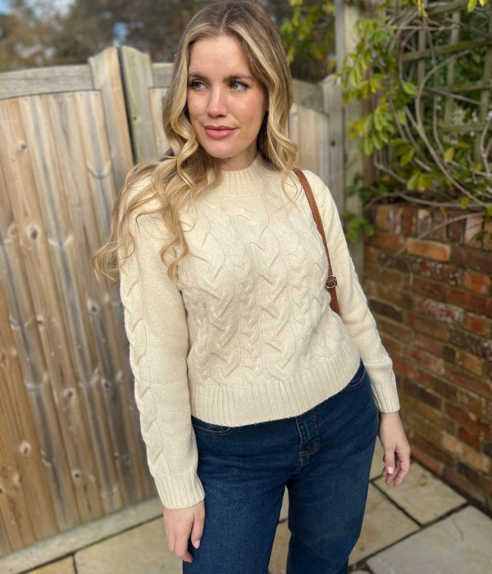 Cream Cable Wool Blend Jumper