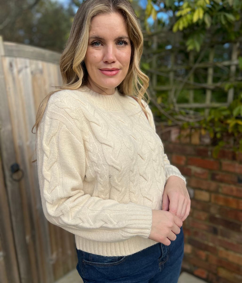 Cream Cable Wool Blend Jumper