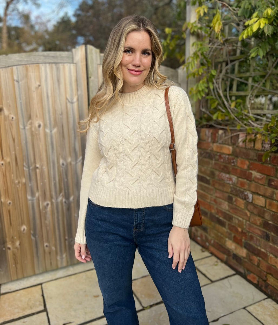 Cream Cable Wool Blend Jumper