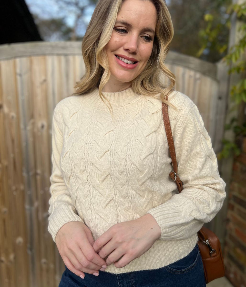 Cream Cable Wool Blend Jumper