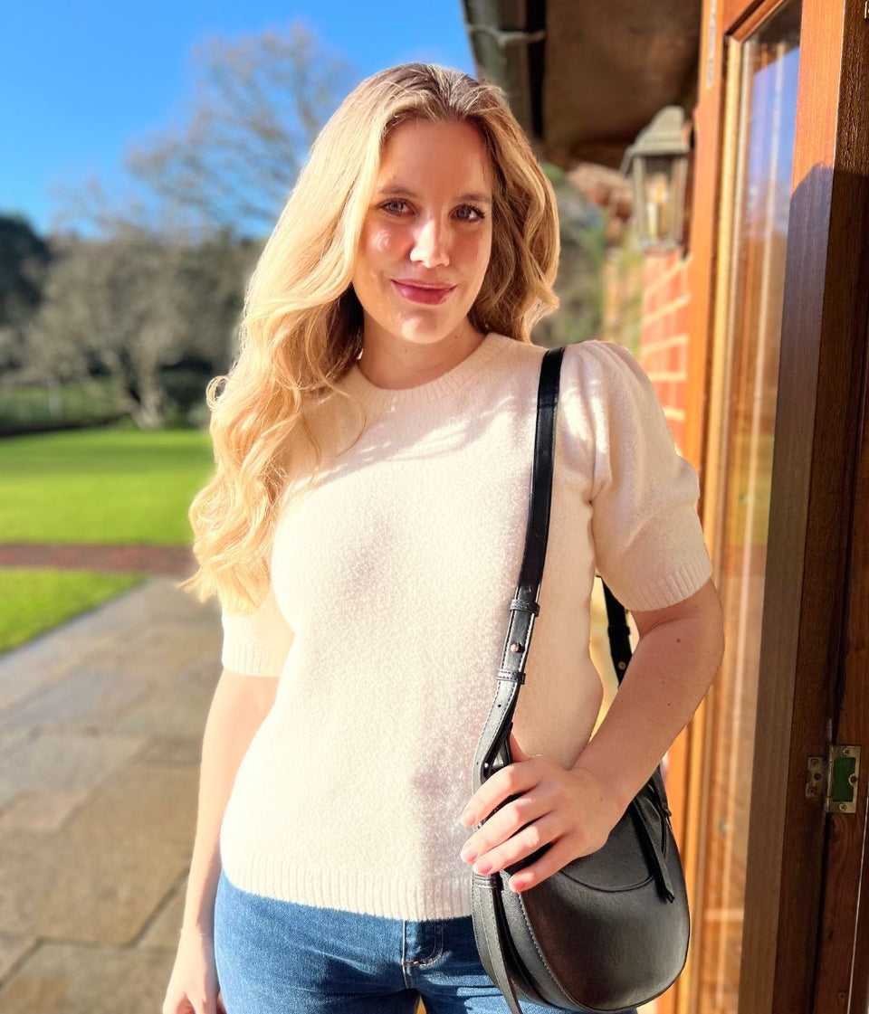 Winter White Glitter Short Sleeve Jumper