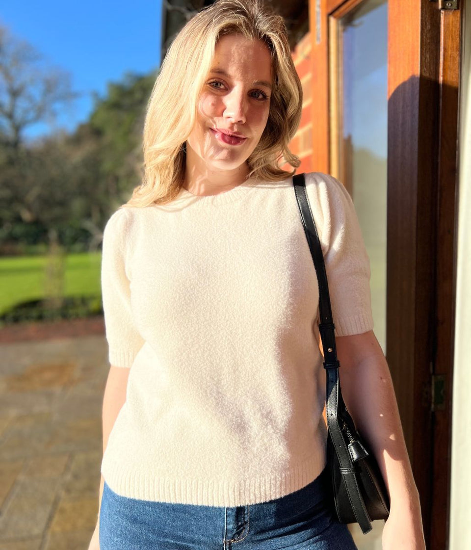 Winter White Glitter Short Sleeve Jumper