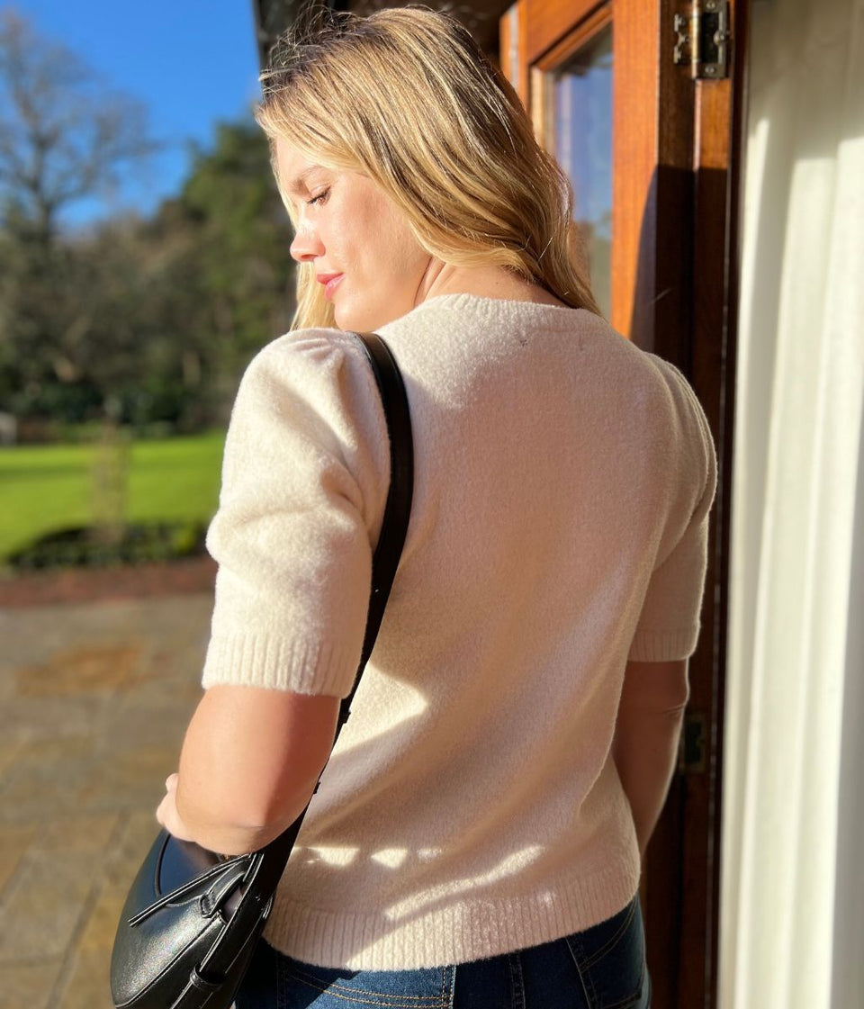 Winter White Glitter Short Sleeve Jumper