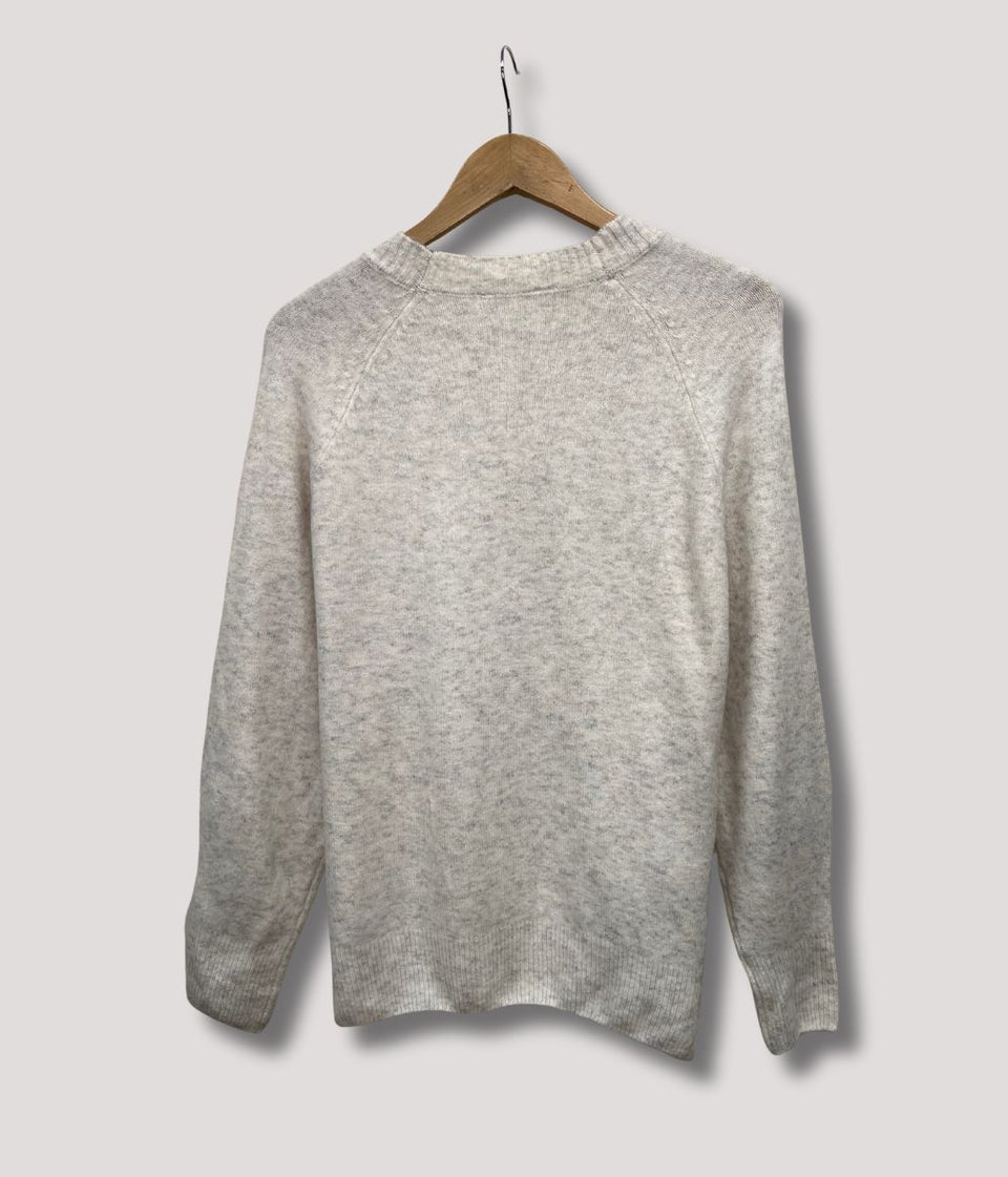 Ecru V Neck Cardigan