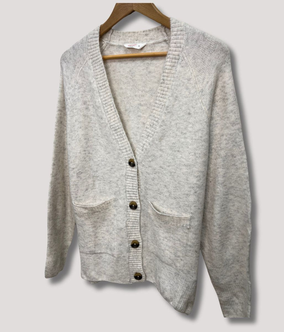 Ecru V Neck Cardigan