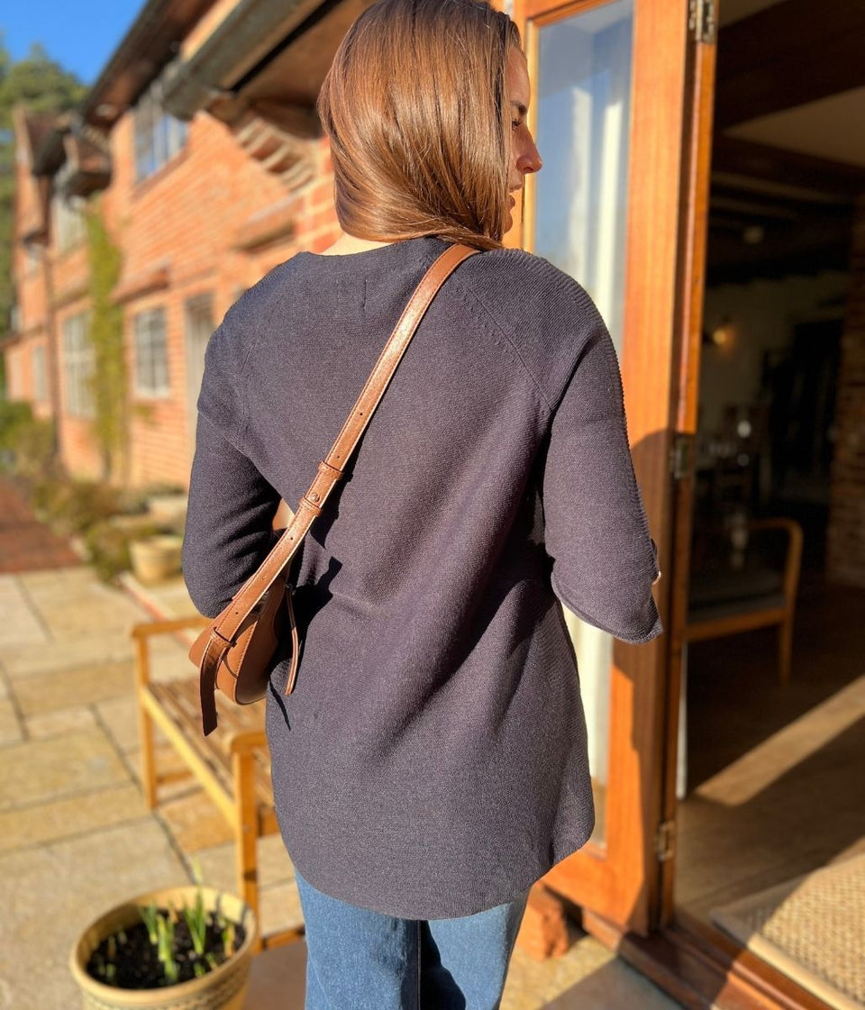 Navy Textured Longline Jumper