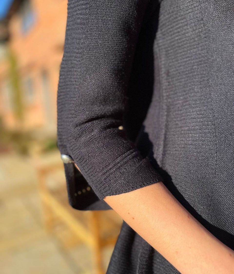 Navy Textured Longline Jumper