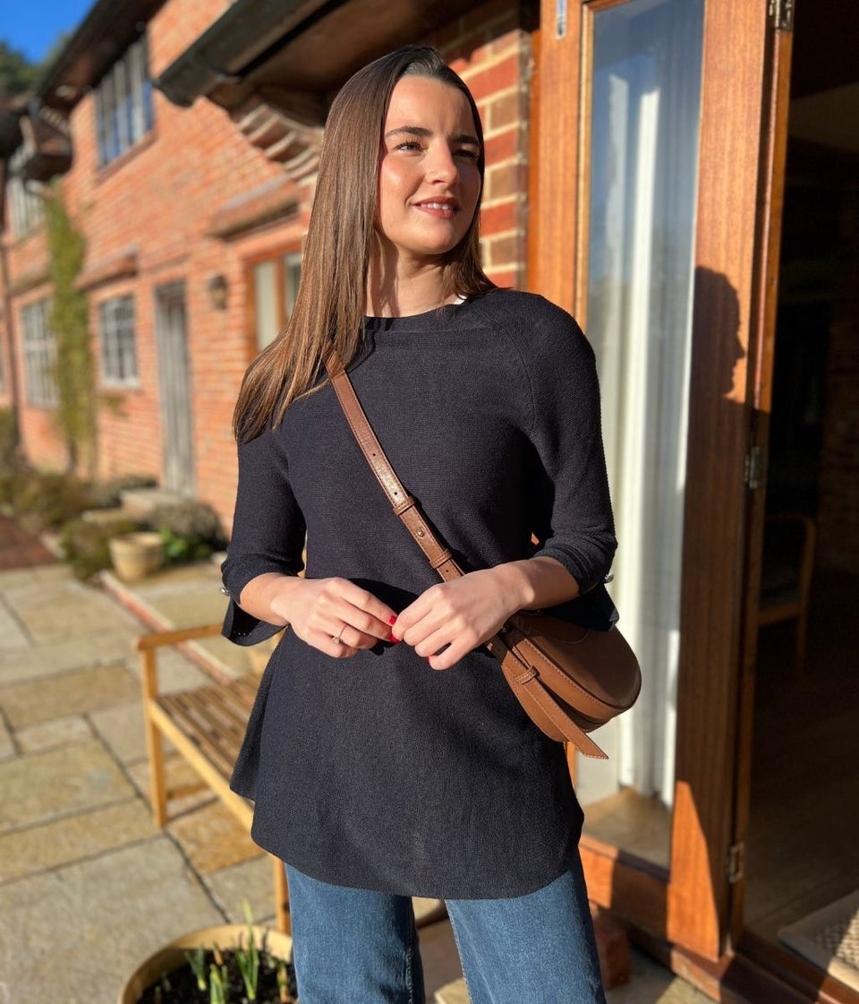 Navy Textured Longline Jumper