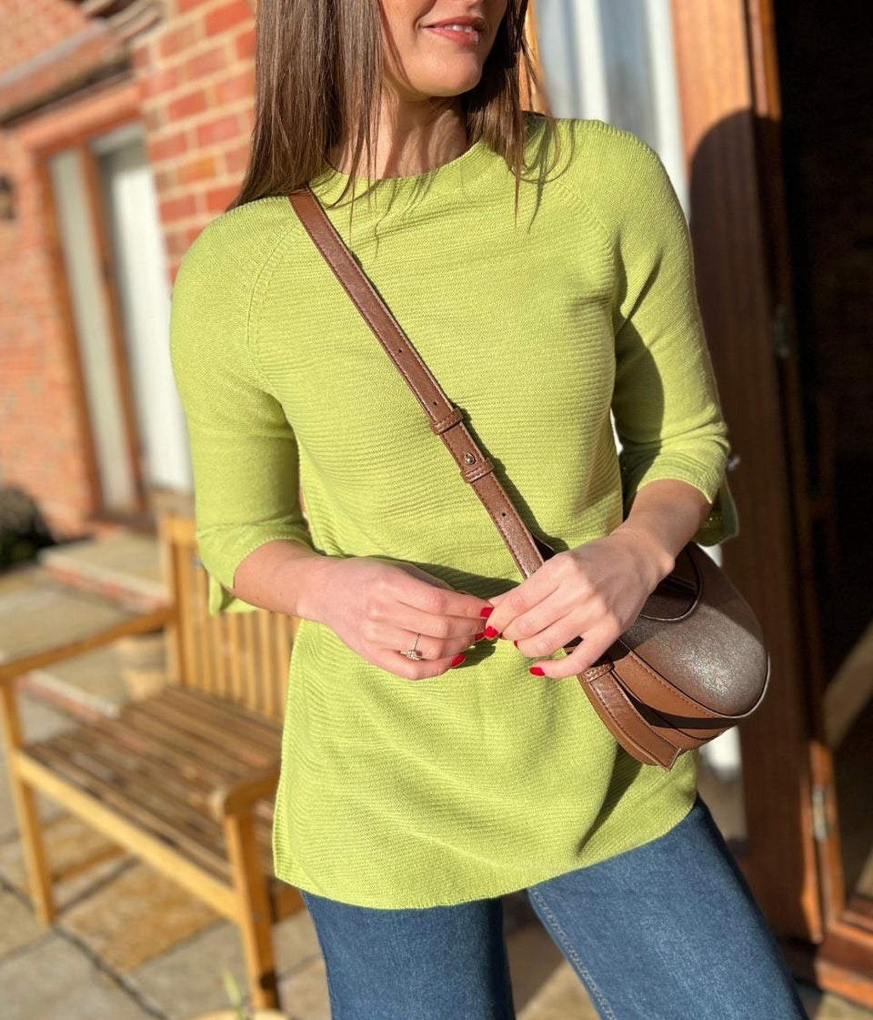 Green Textured Longline Jumper