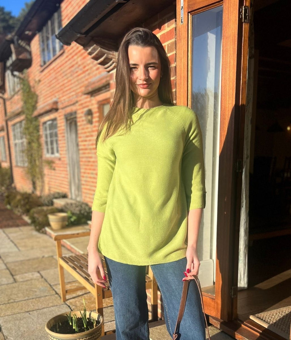 Green Textured Longline Jumper