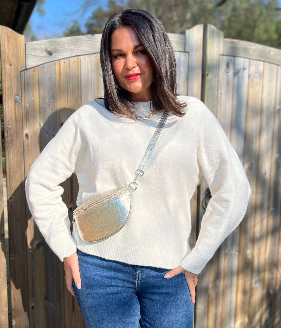 Cream Relaxed Cotton Blend Jumper