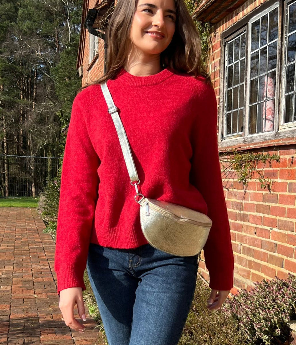 Red Relaxed Cotton Blend Jumper