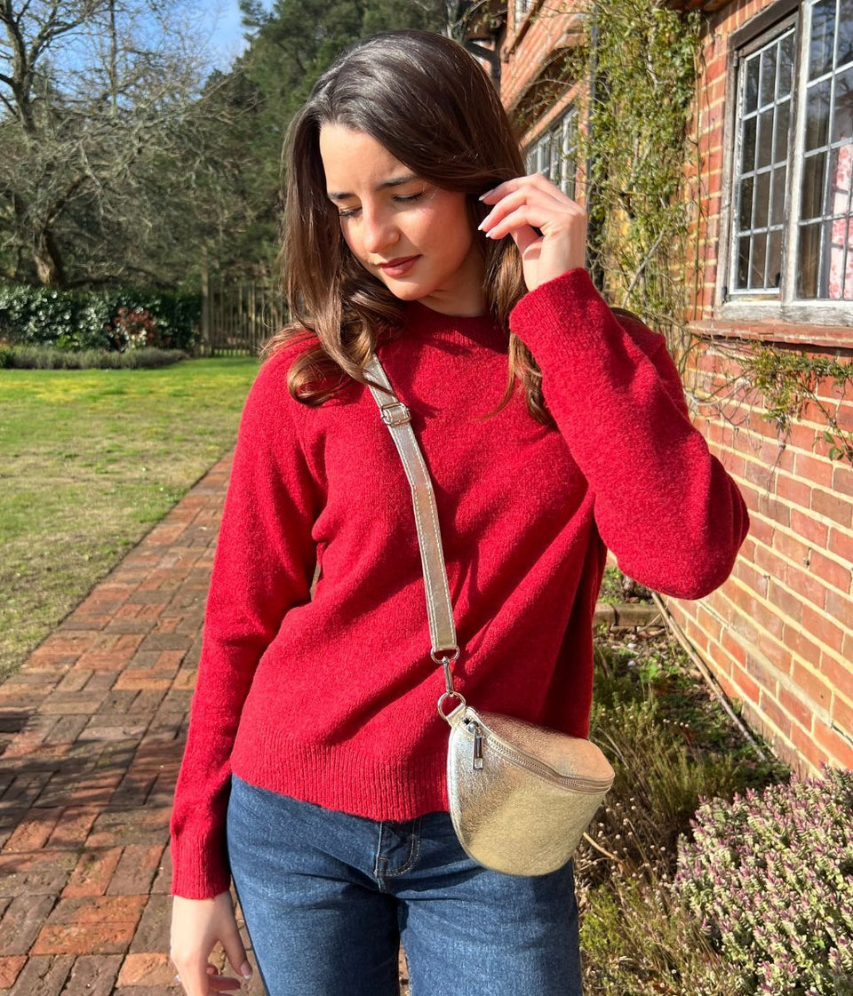 Red Relaxed Cotton Blend Jumper