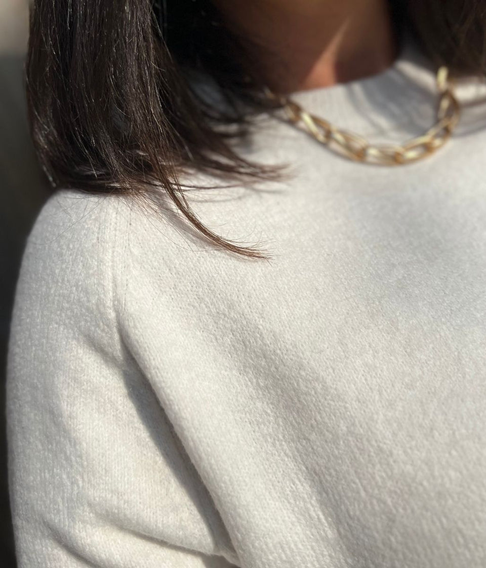 Cream Relaxed Cotton Blend Jumper