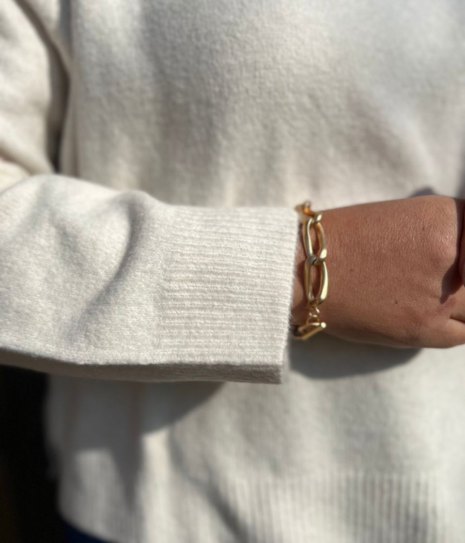 Cream Relaxed Cotton Blend Jumper