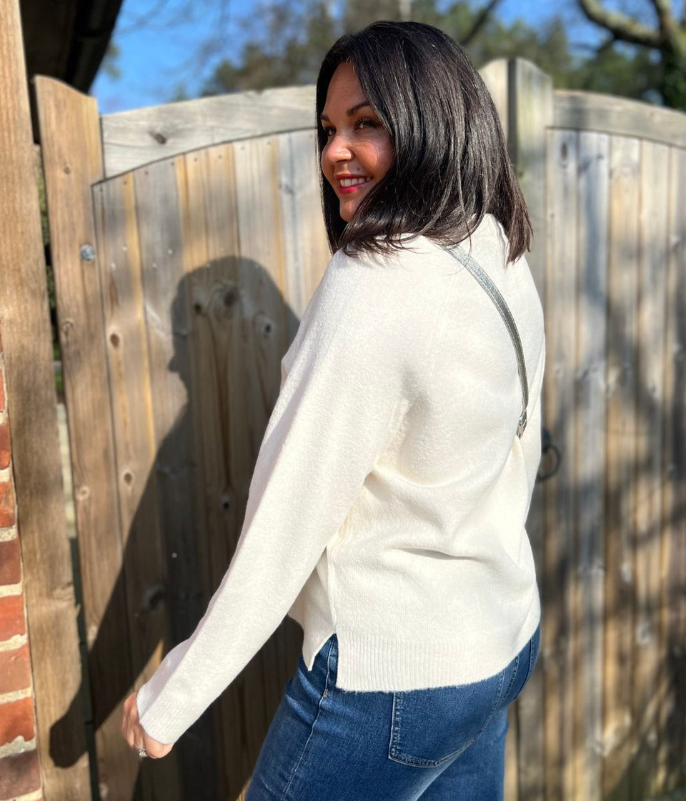 Cream Relaxed Cotton Blend Jumper