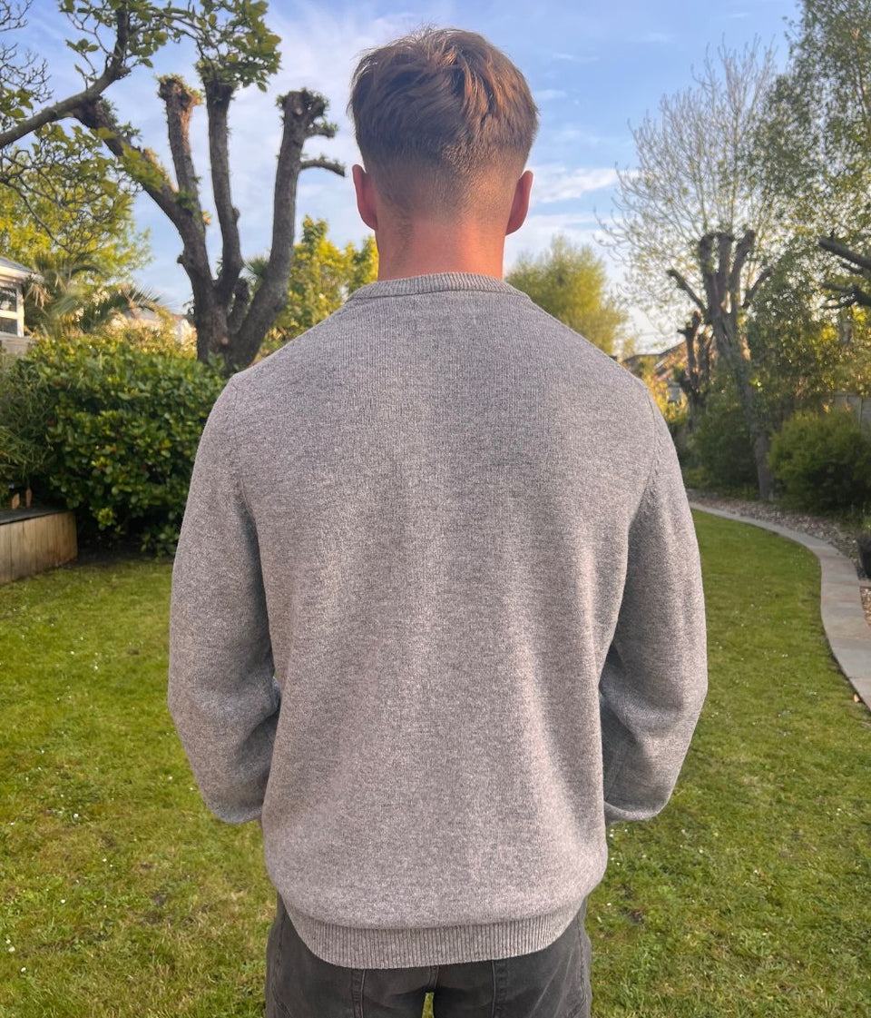 Grey Men's Extra Fine Lambswool Jumper