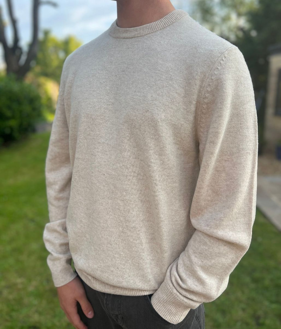 Ecru Men's Extra Fine Lambswool Jumper