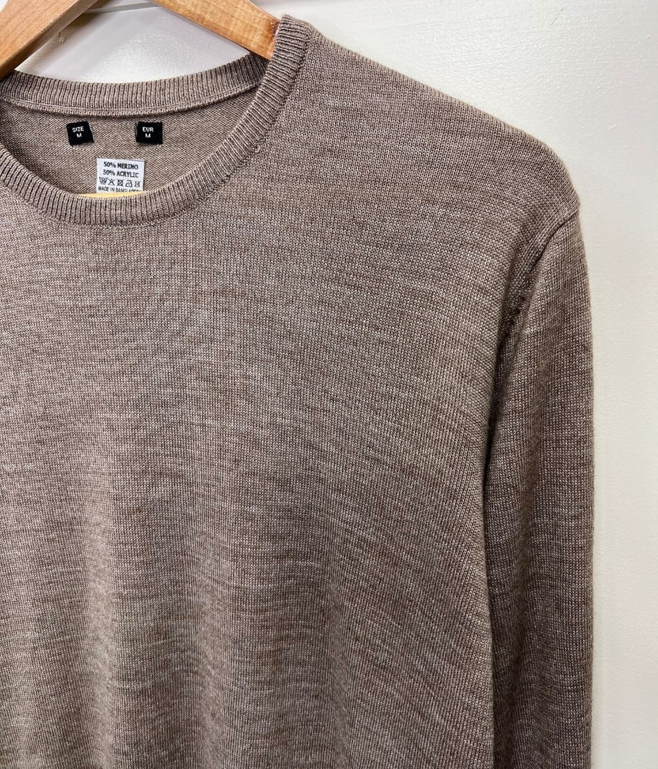 Beige Men's Merino Wool Blend Jumper