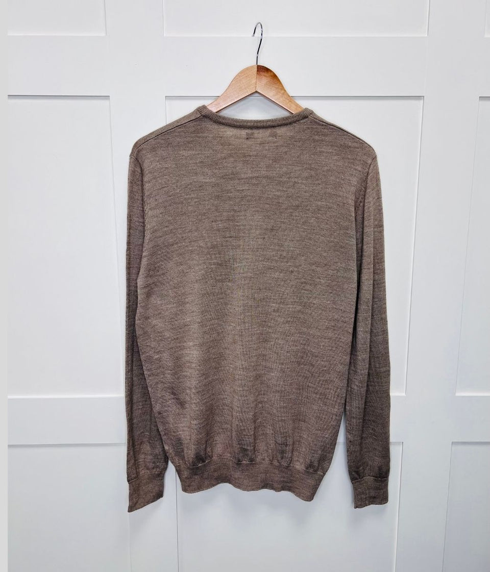 Beige Men's Merino Wool Blend Jumper